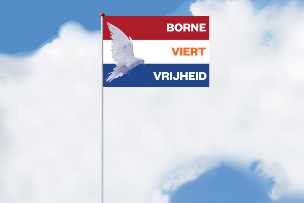 Mastvlag horizontaal met Nederlandse vlagkleuren