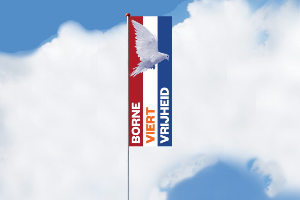 Mastvlag verticaal met Nederlandse vlagkleuren