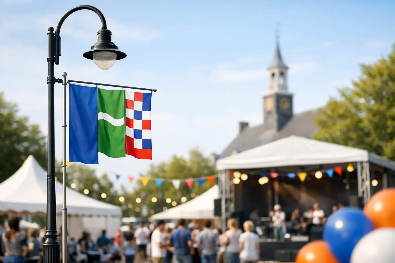 Straatlantaarnvlag gemeente evenement kiezen