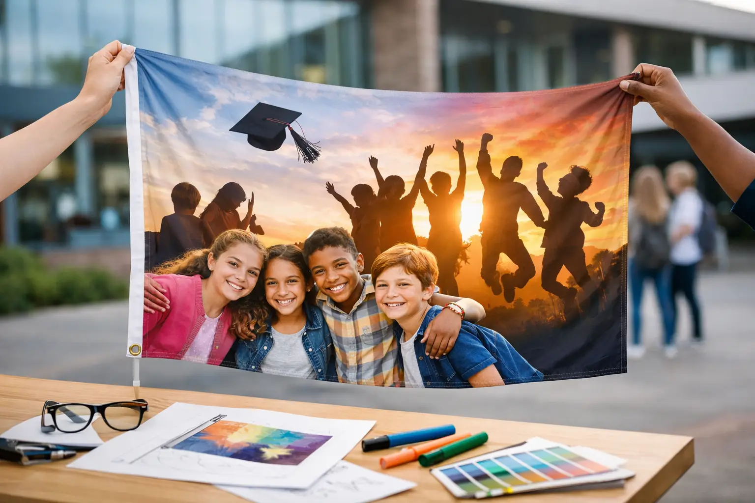 Een afscheidsvlag voor school ontwerpen met impact