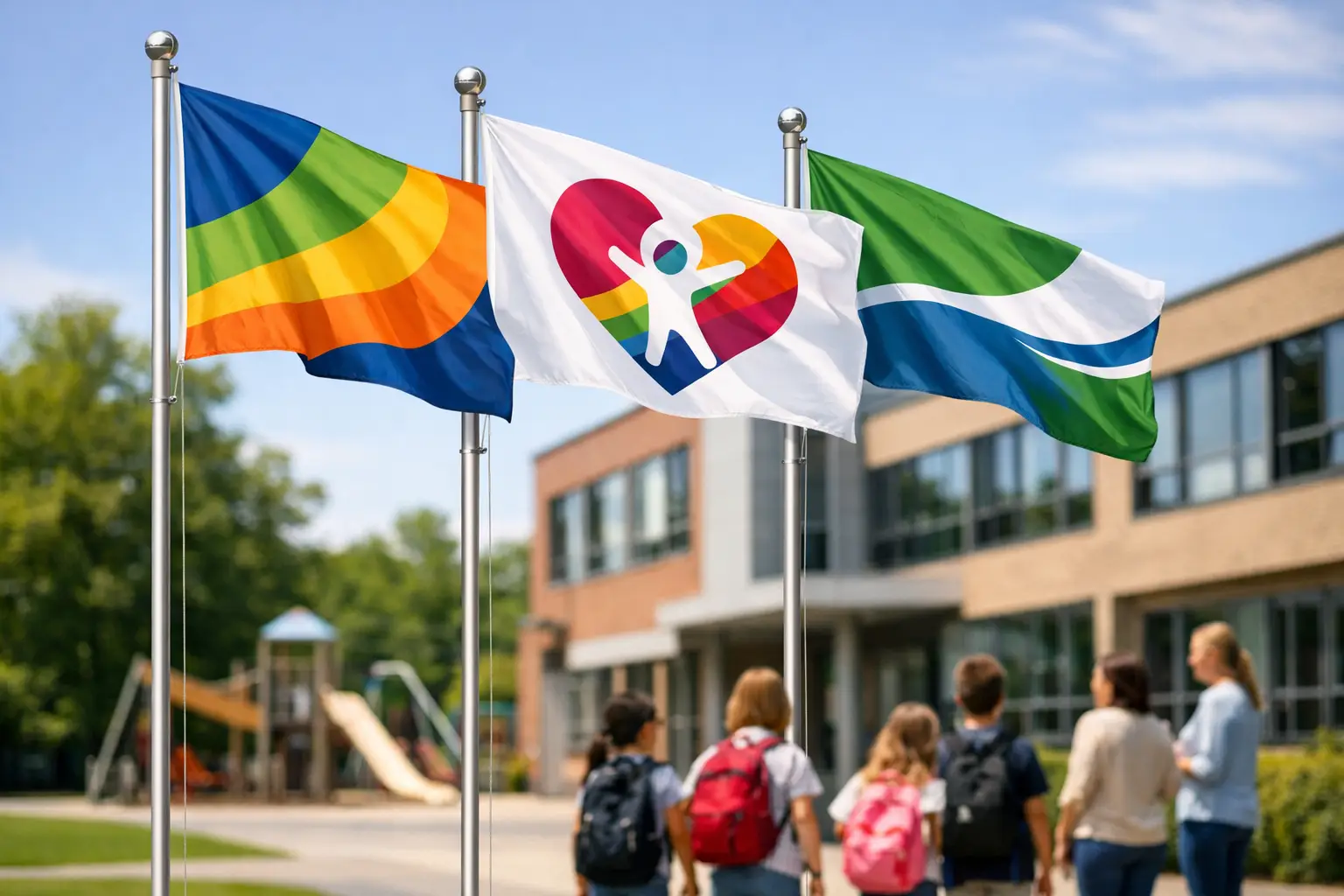 School vlaggen die trots en verbinding zichtbaar maken