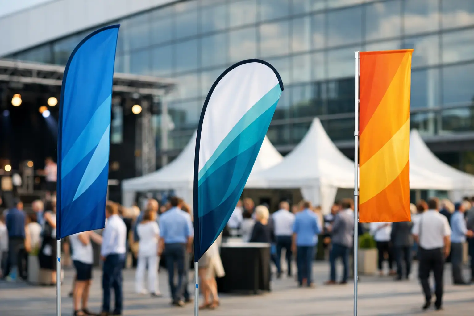 Voorbeeld evenement branding met vlaggen
